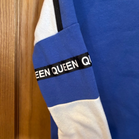 Blue with black and white accented “Queen” hooded sweatshirt! - Picture 3 of 4